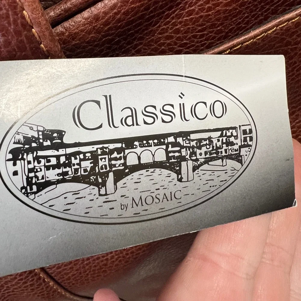 Classico by‎ Mosaic Express Scan Zip Briefcase Laptop Bag Brown Leather